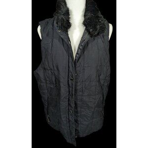 Black Fur Collar Puffer Vest By Lauren Ralph Lauren